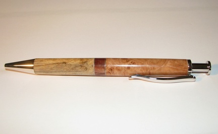 0034 - "Three Maple" Rhodium Long Click Pen