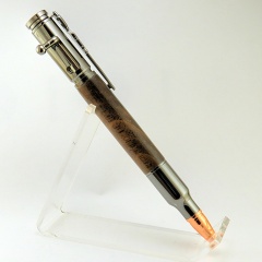 0077 - Walnut Gunmetal Bolt Action Pen