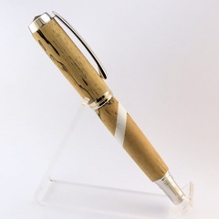 0105 - Spalted Tamarind Rhodium Jr. Gent Fountain Pen