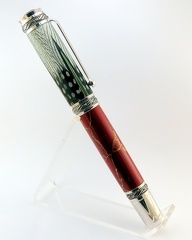 0111 - Feather & Trustone Rhodium/Black Titanium Majestic Fountain Pen