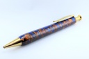 0122 - Cobalt Canyon Titanium Gold Long Click Pen
